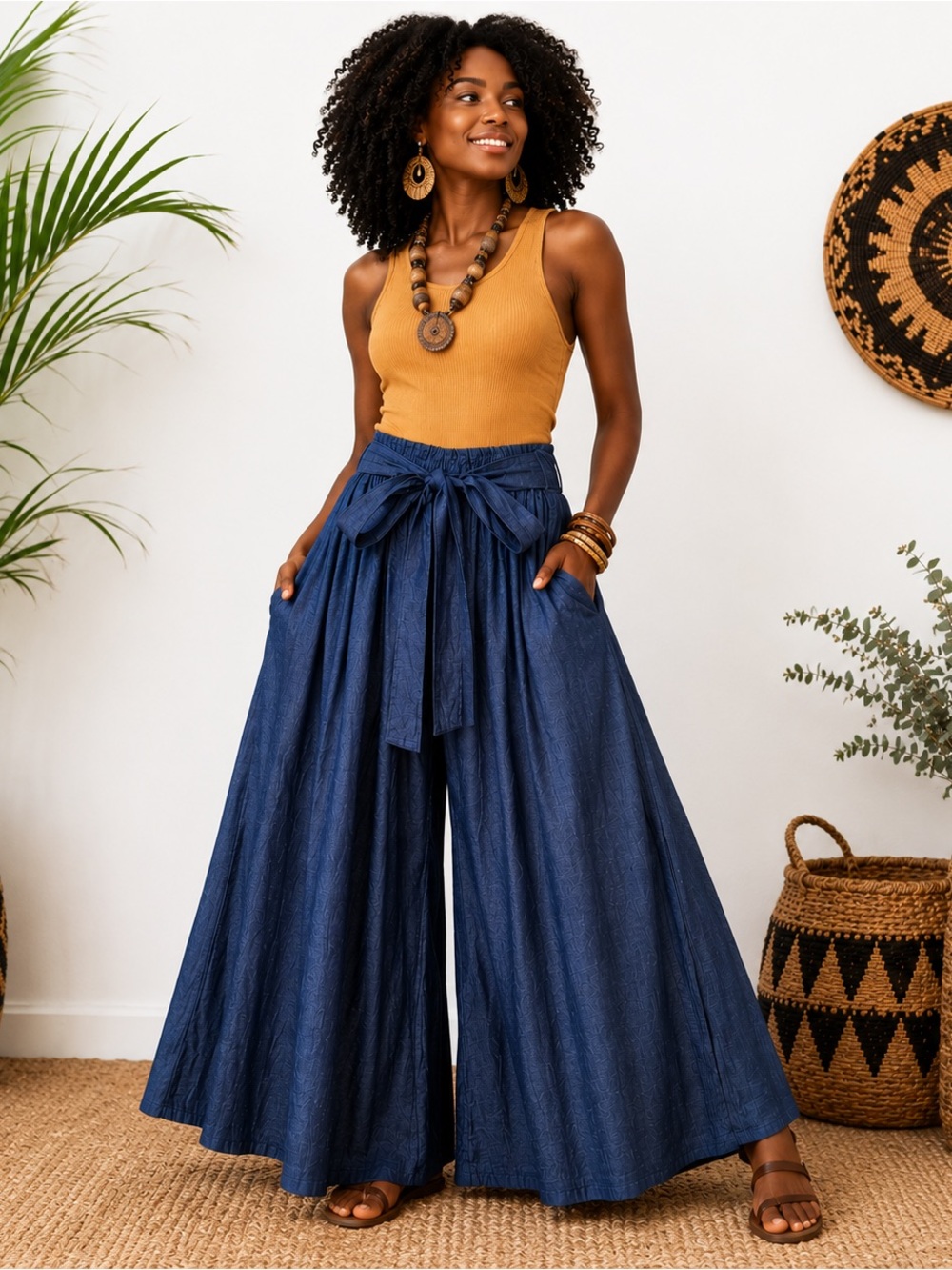 Tie-Waist Palazzo Pants